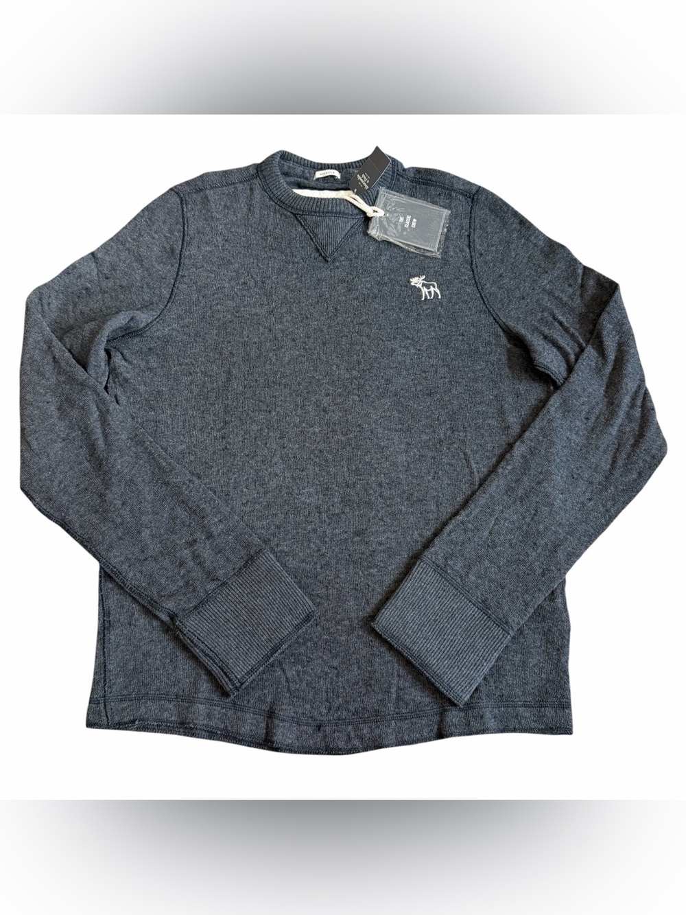 VTG Abercrombie & Fitch Men’s Crew Sweater Sz L Muscle Fit Grey Wool Blend Y2K